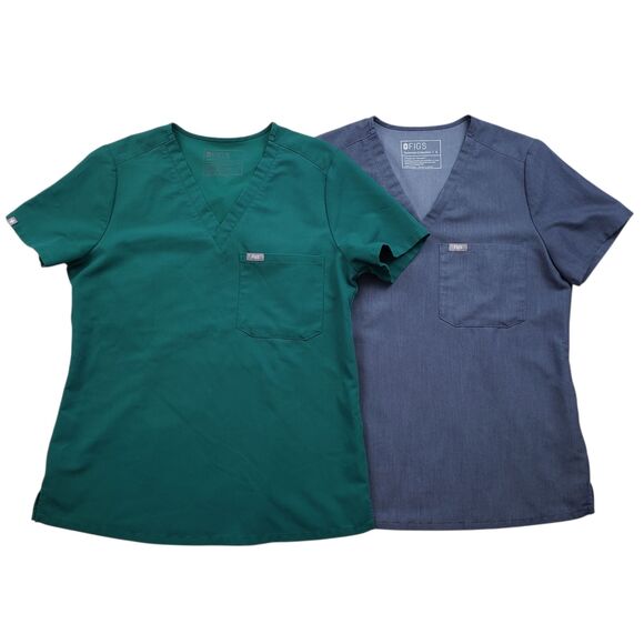 Figs Catarina Scrub Womens Tops Green PO#3456 Small Gray PO#3957 Lot of 2 - Picture 1 of 12
